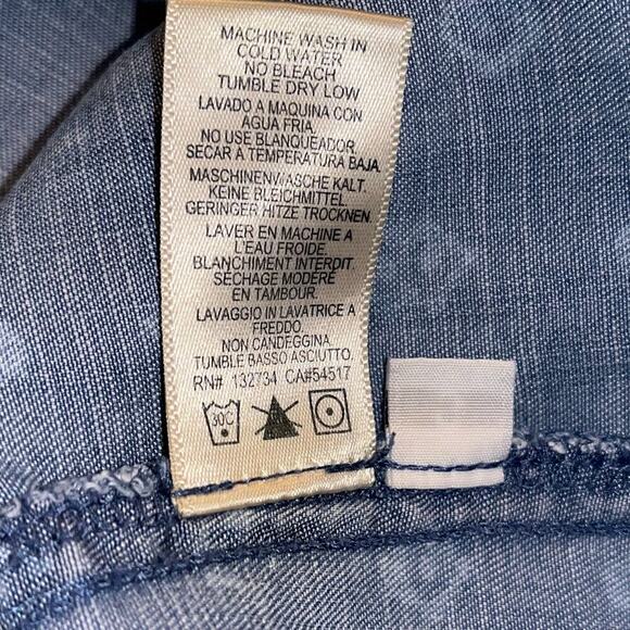 Cloth & Stone Anthropologie Chambray Print Button Down Tunic Shirt Dress Small - Picture 8 of 9